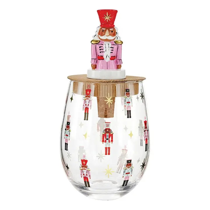 Nutcracker Wine Glass & Bottle Stopper Set