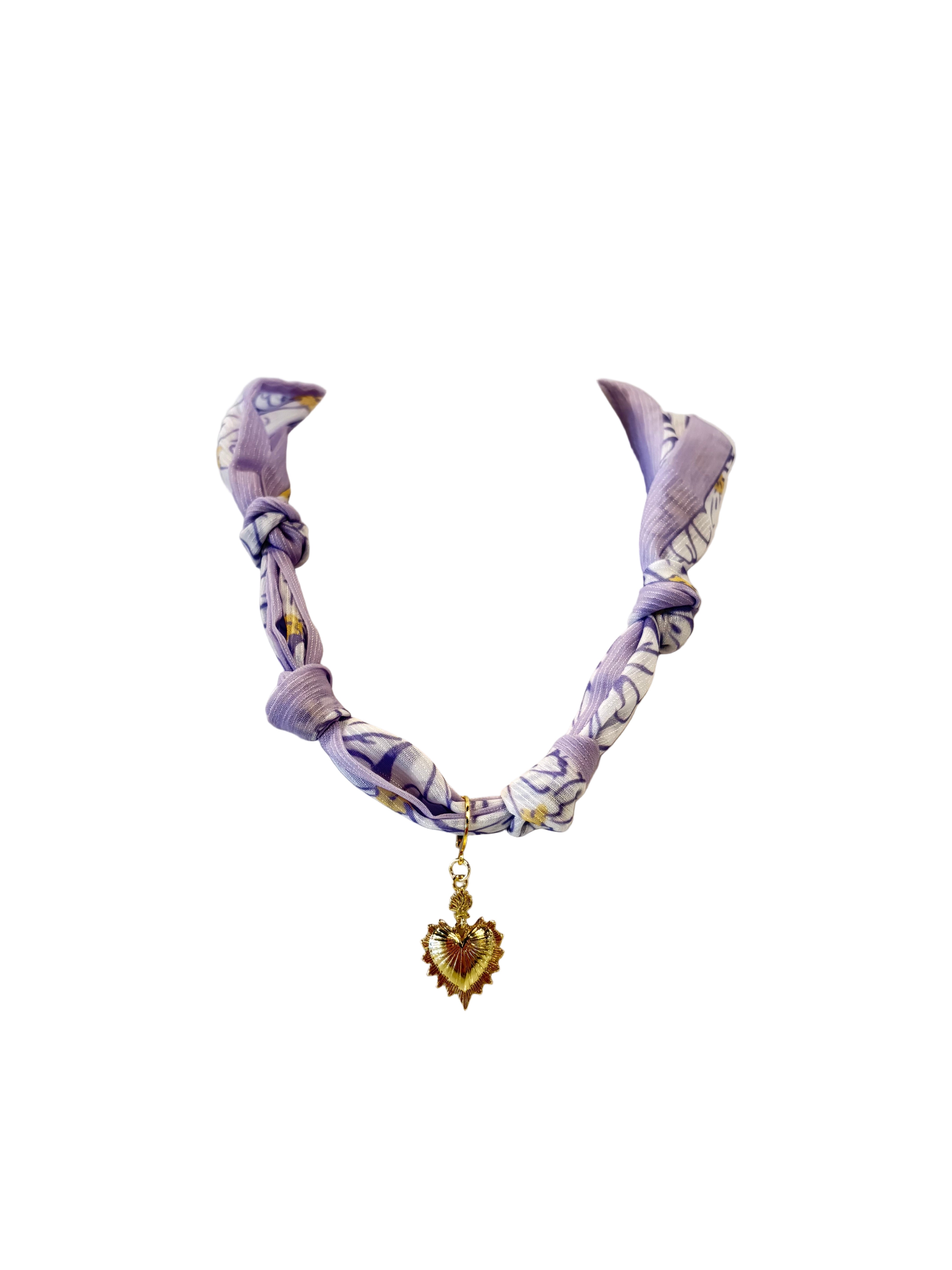 Purple And White Scarf Necklace Sacred Heart