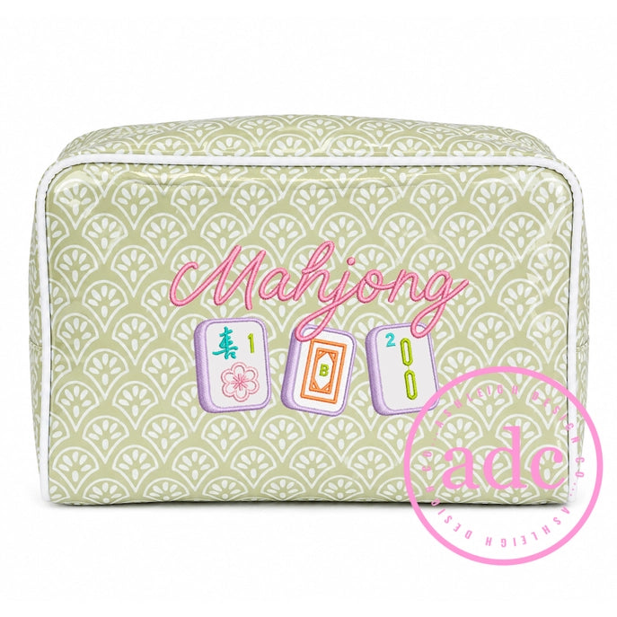Mahjong Large Clear-Coated Tote Pouch (Chartreuse)