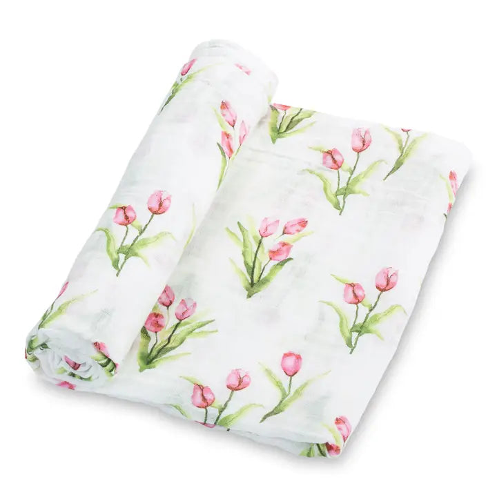 Baby Muslin Swaddle Blanket 47x47 Tulip Garden
