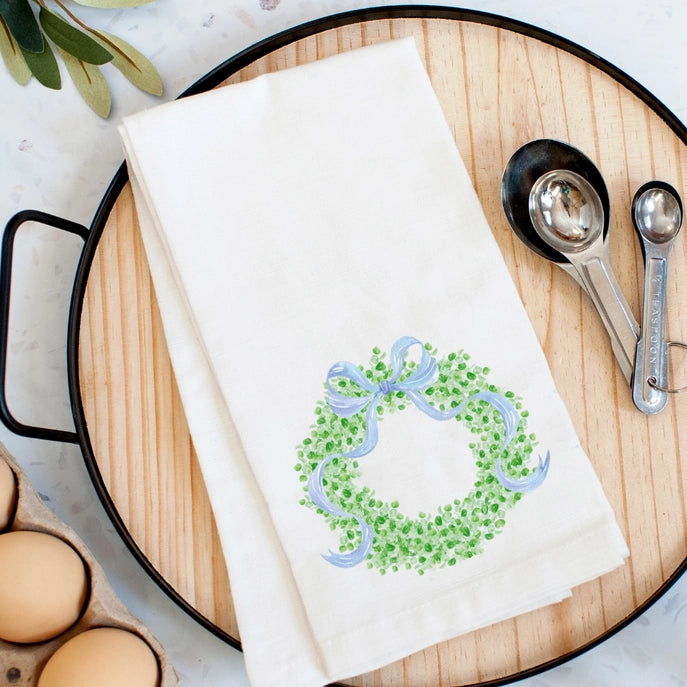 Boxwood Wreath Kitchen Towel
