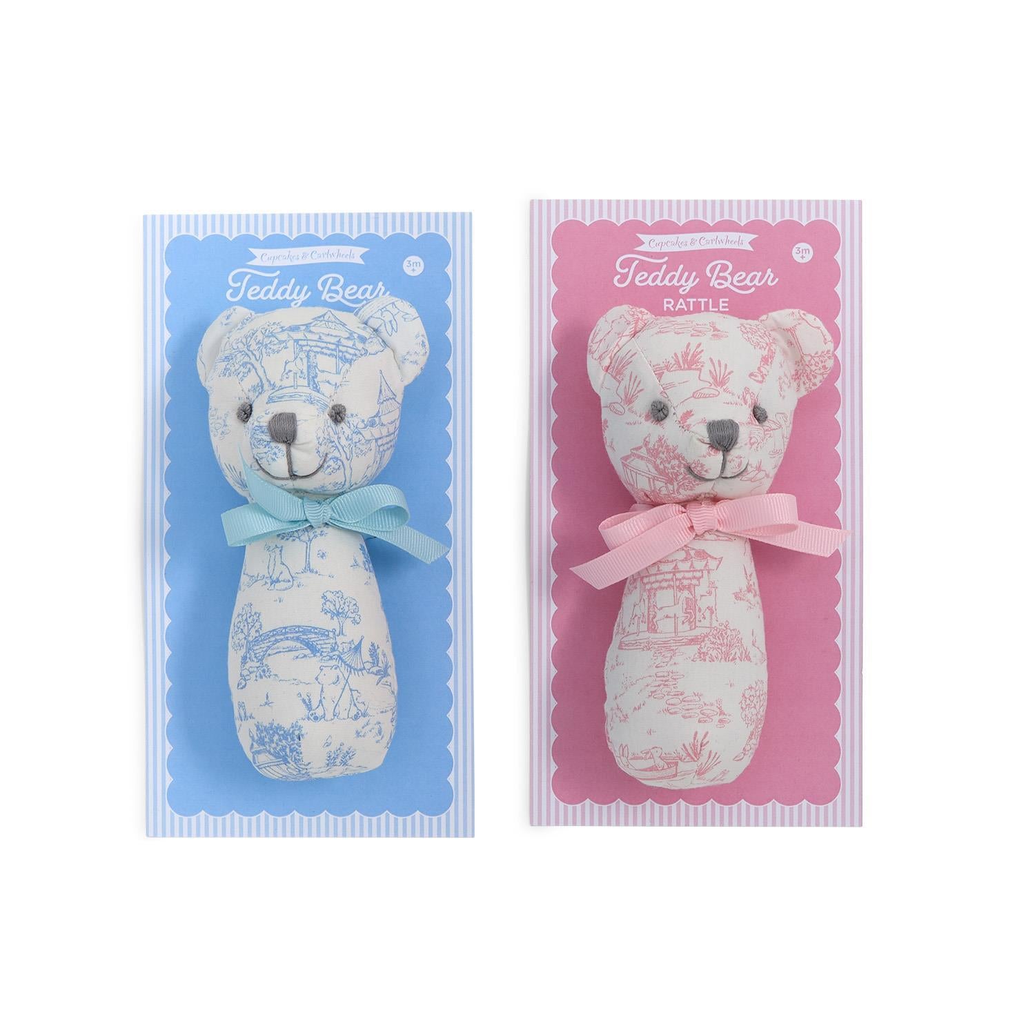 Animal Toile Pattern Teddy Bear Rattle