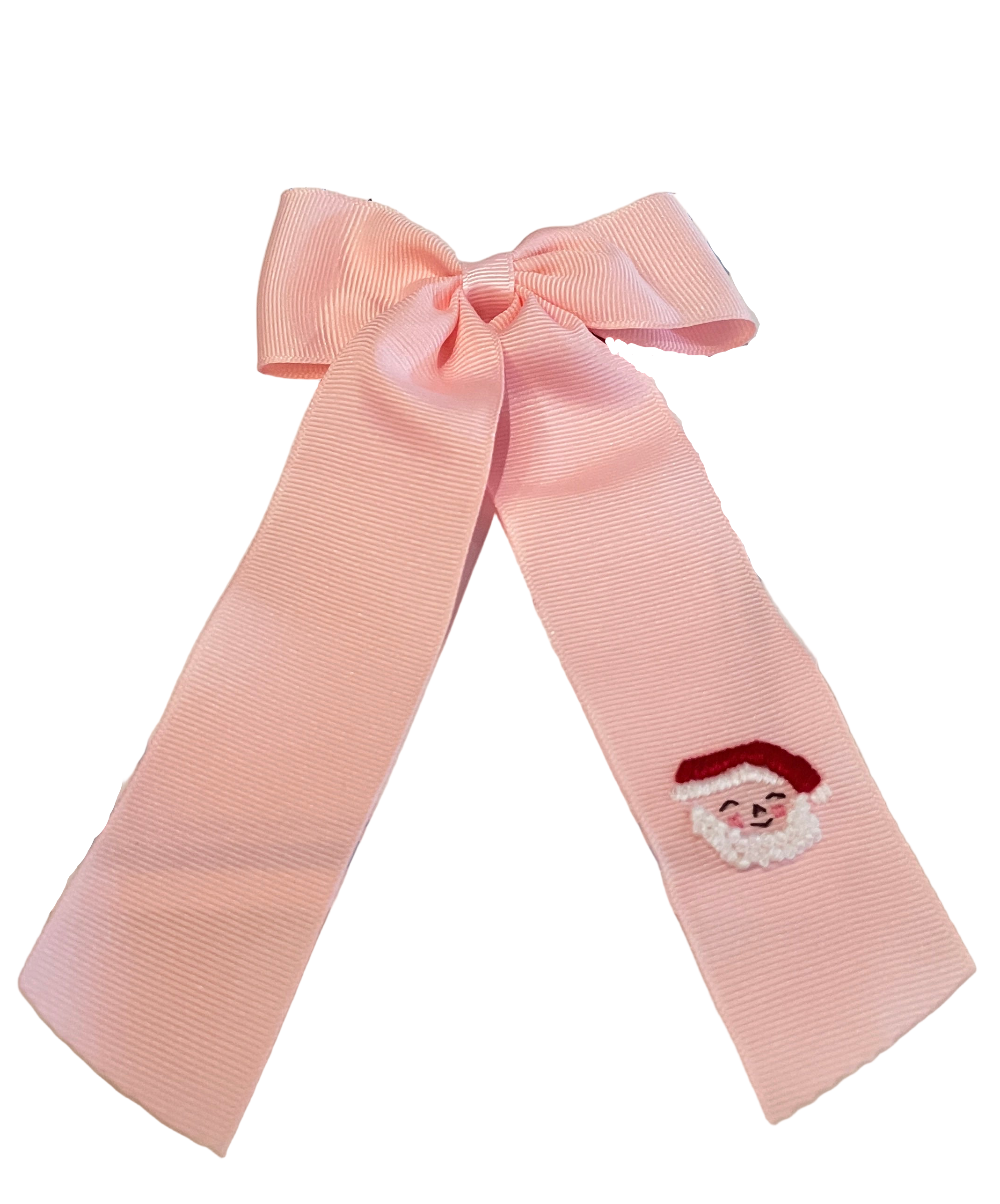 Pink long tail bow with santa