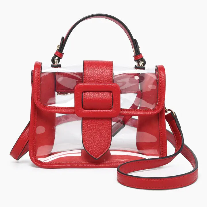 Toni Clear Flap Over Crossbody Bag Red