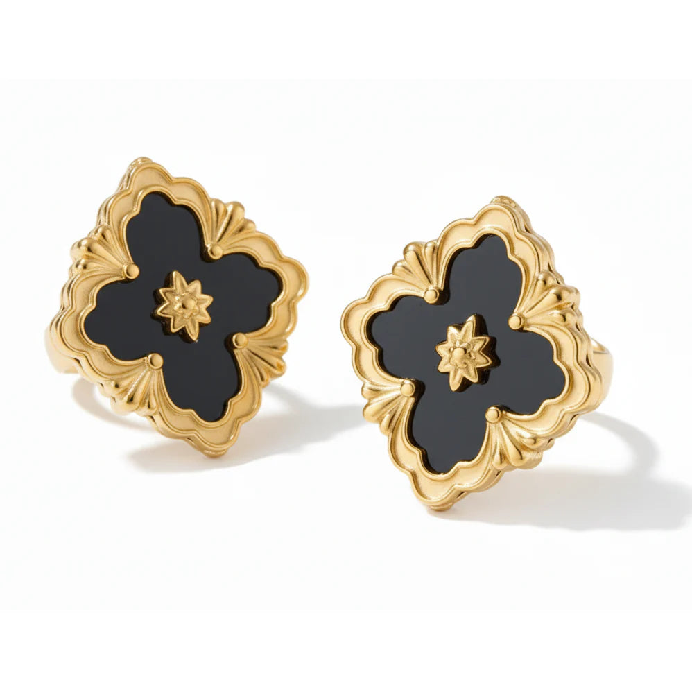 Aubrey Adele French Cross Black Stud