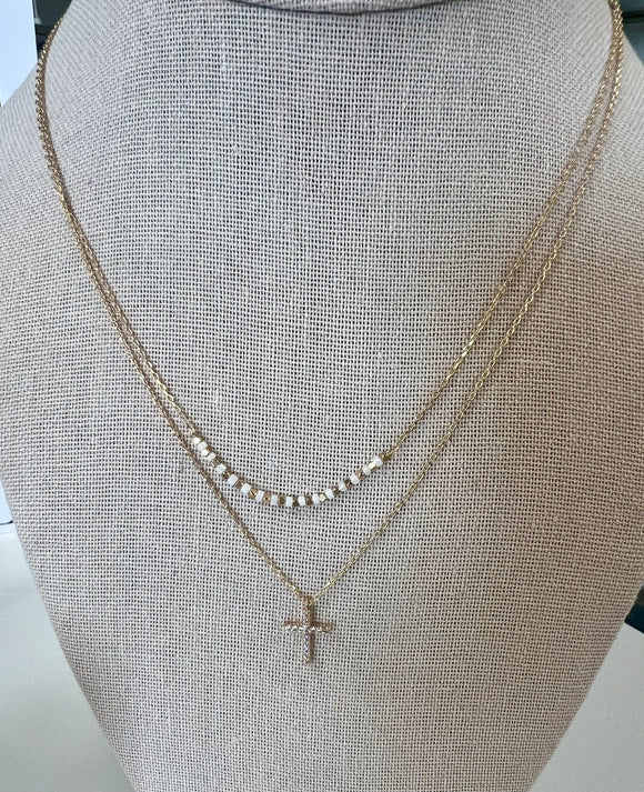 Elayna Cross Layered Necklace