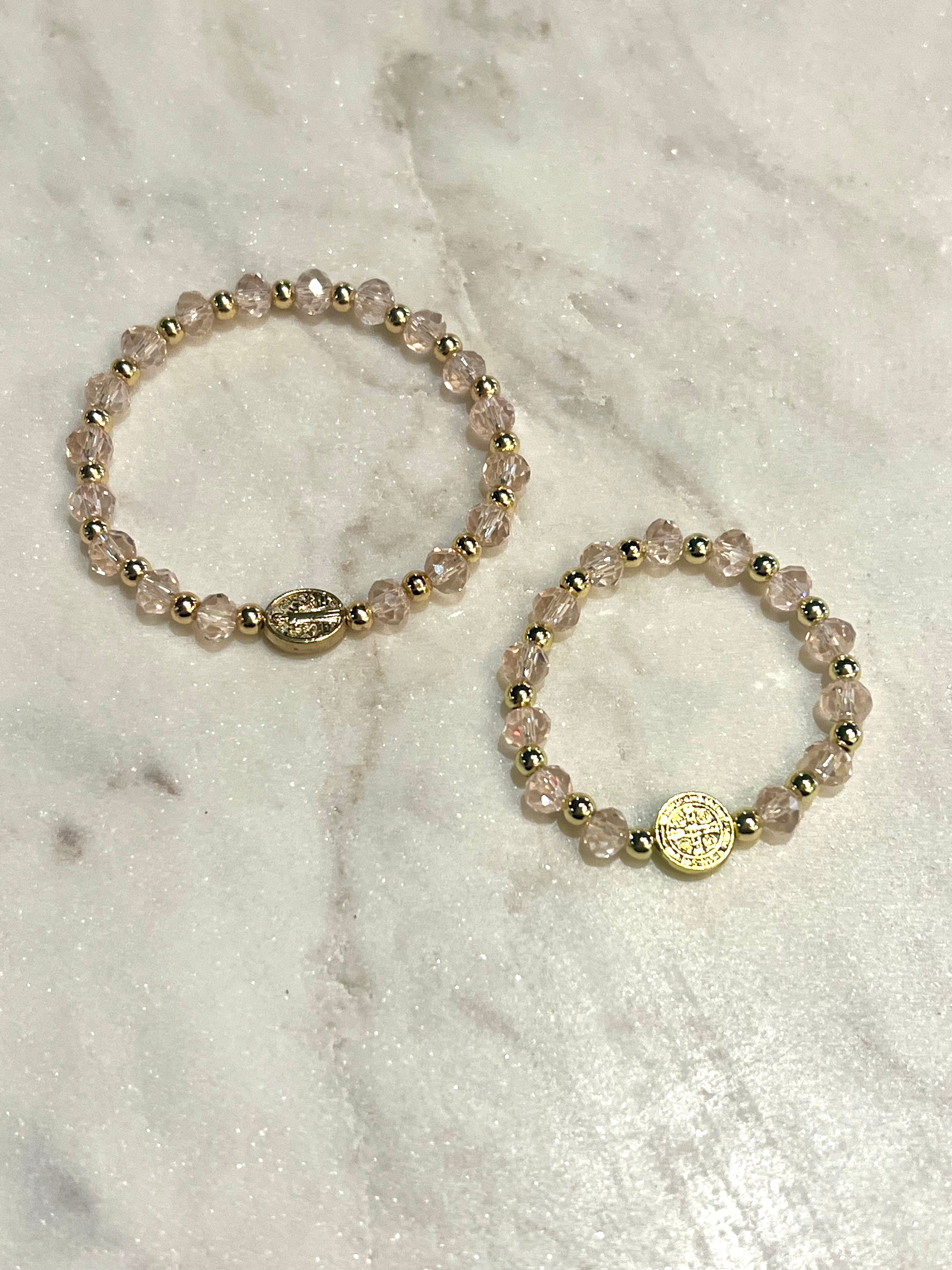 Crystal Beaded Baby Religious Bracelet