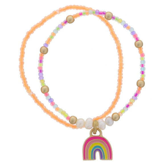 Kid's Rainbow Beaded Bracelet Set