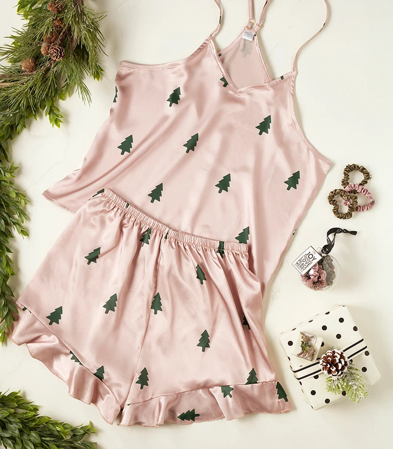 Cami + Ruffled Shorts - Woodland Tree