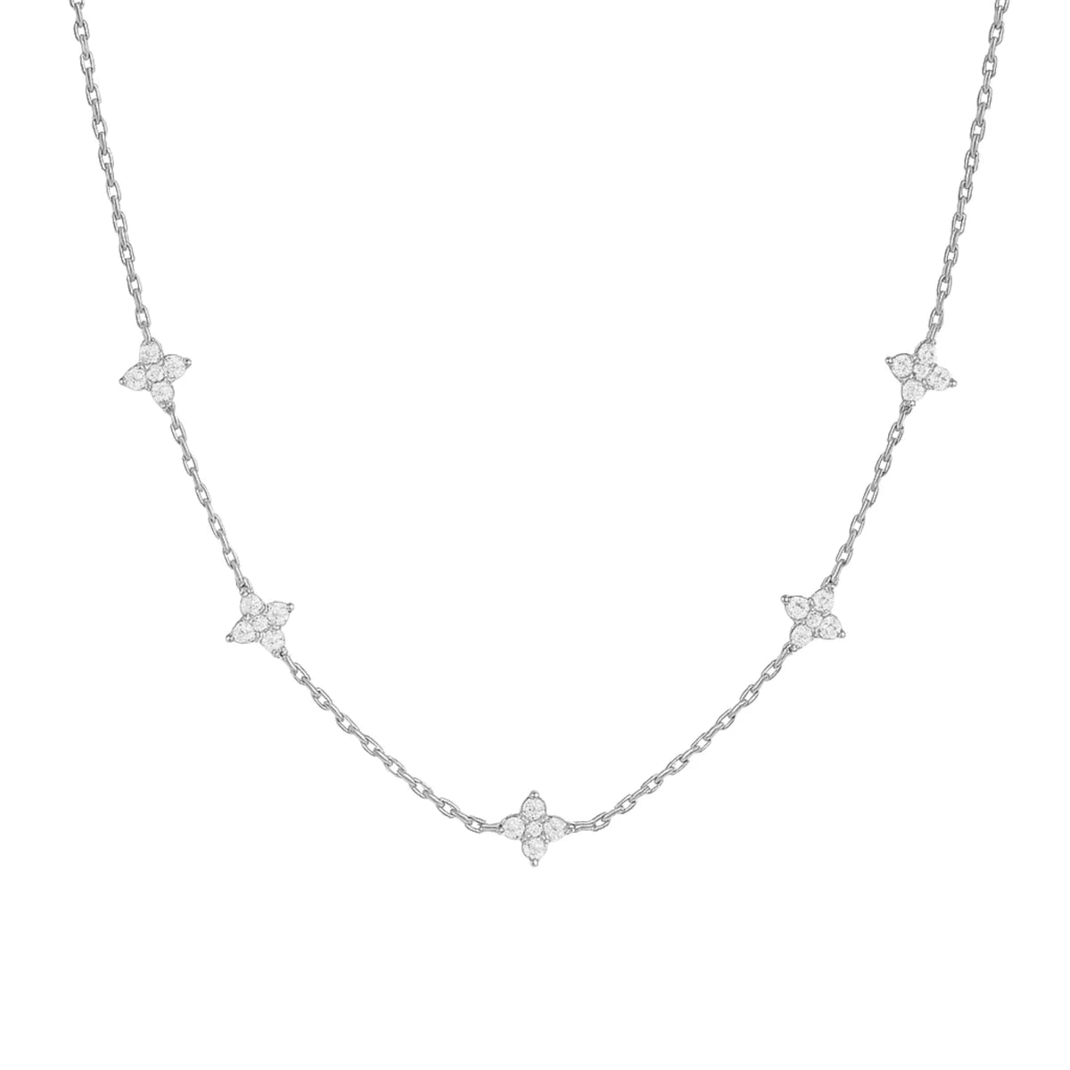 Aubrey Adele Petite Silver Clover Necklace Silver
