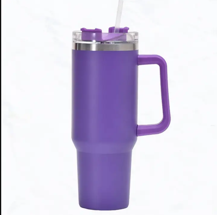 Purple 40oz Insulated Tumbler With Lid & Set of 4 Straw Toppers – Macorner