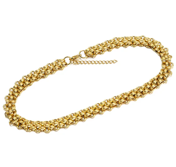 Gold chain threaded thick necklace