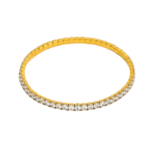 Gold stretch bracelet with clear stones