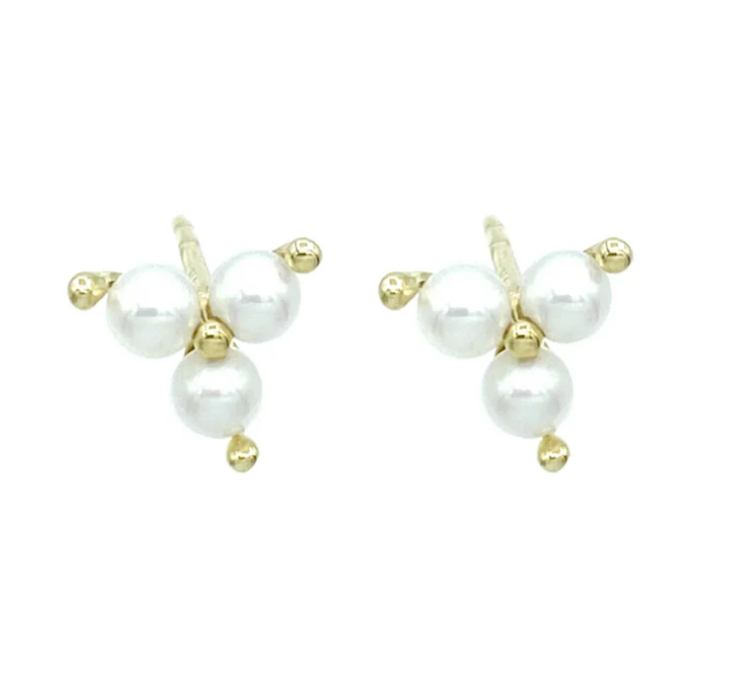 Pair of pearl earrings with gold accents