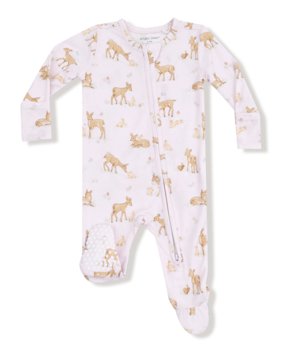 Little Fawn 2 Way Zipper Footie With Ruffle