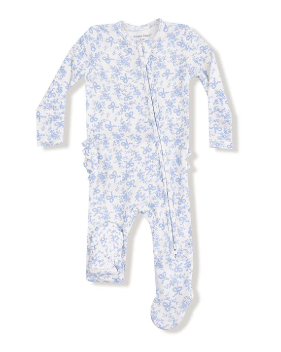Romi Floral 2 Way Zipper Footie With Ruffle