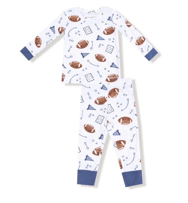 Navy Touchdown Time Long Sleeve Pajama Set
