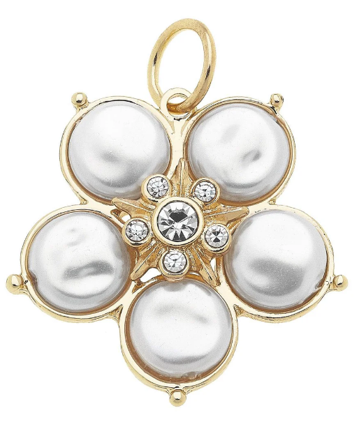 Coin Pearl Flower Charm in Ivory