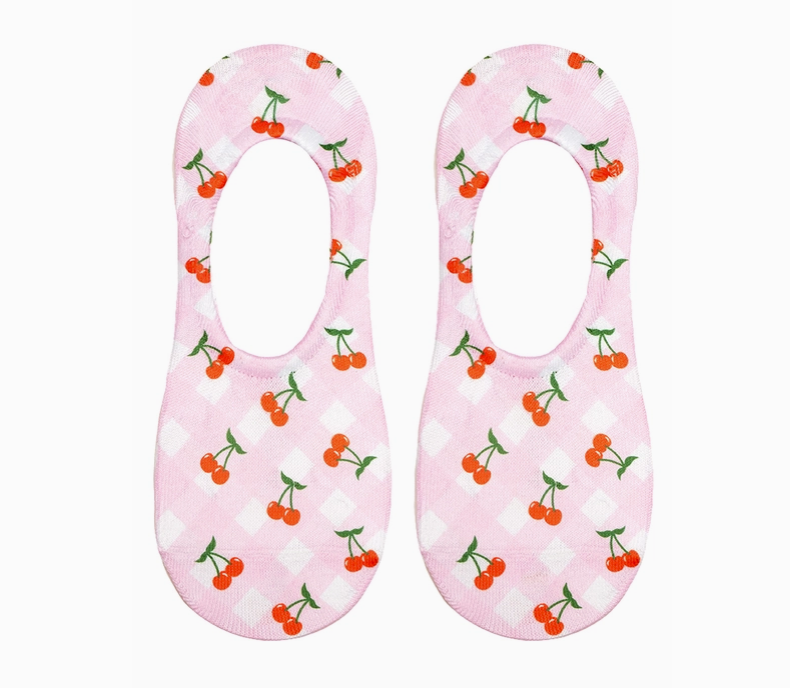 Cherries No Show Socks