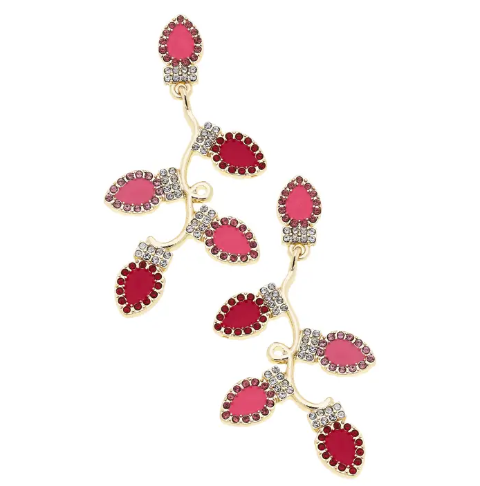 Christmas Lights Earrings in Pink