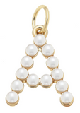 Pearl-Studded Letter Charm in Ivory