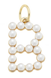 Pearl-Studded Letter Charm in Ivory