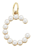 Pearl-Studded Letter Charm in Ivory