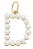 Pearl-Studded Letter Charm in Ivory