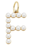 Pearl-Studded Letter Charm in Ivory