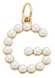 Pearl-Studded Letter Charm in Ivory