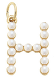 Pearl-Studded Letter Charm in Ivory