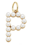 Pearl-Studded Letter Charm in Ivory