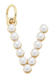 Pearl-Studded Letter Charm in Ivory