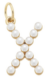 Pearl-Studded Letter Charm in Ivory