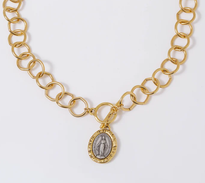 Two-Tone Mary Chunky Pendant Necklace
