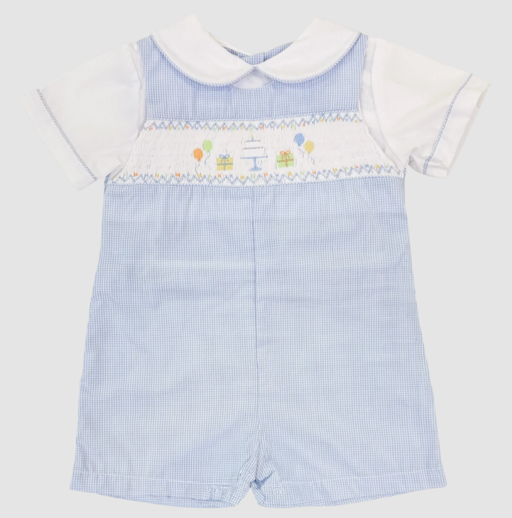Boy Smocked Birthday Romper
