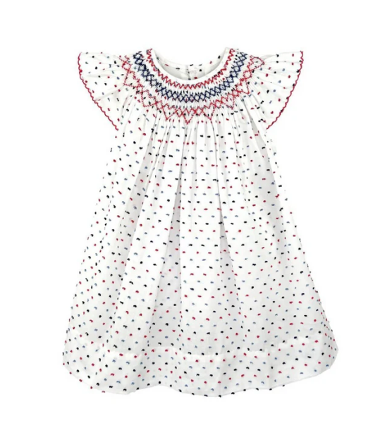 Americana Swiss Dot Smocked Dress