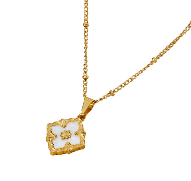 Aubrey Adele French Cross Ivory Necklace