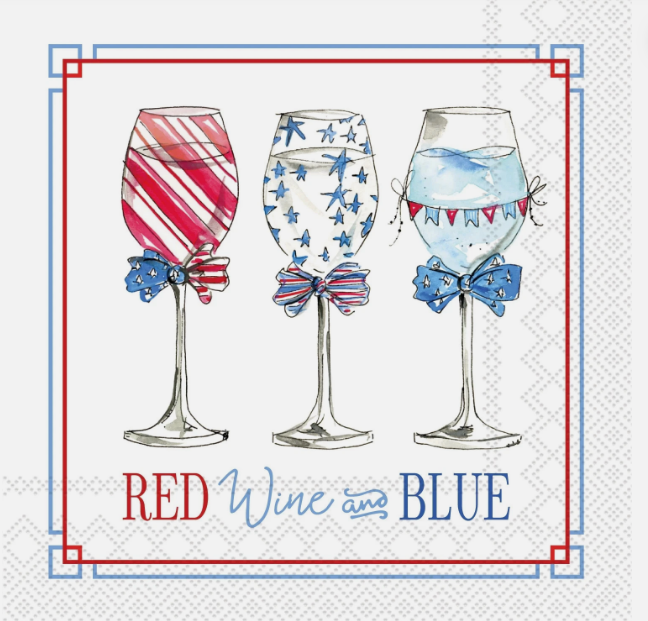 Patriotic Wine Paper Cocktail Napkins 20 Ct