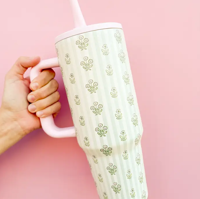 Cabana Floral 40oz Tumbler - Spill Proof Lid + Flip Straw