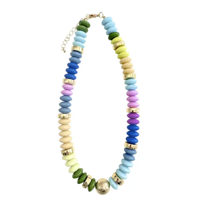 Tobie Beaded Disc Necklace- Pastel