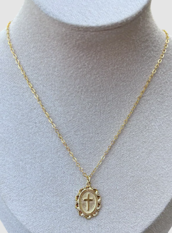 Round Gold Cross Necklace