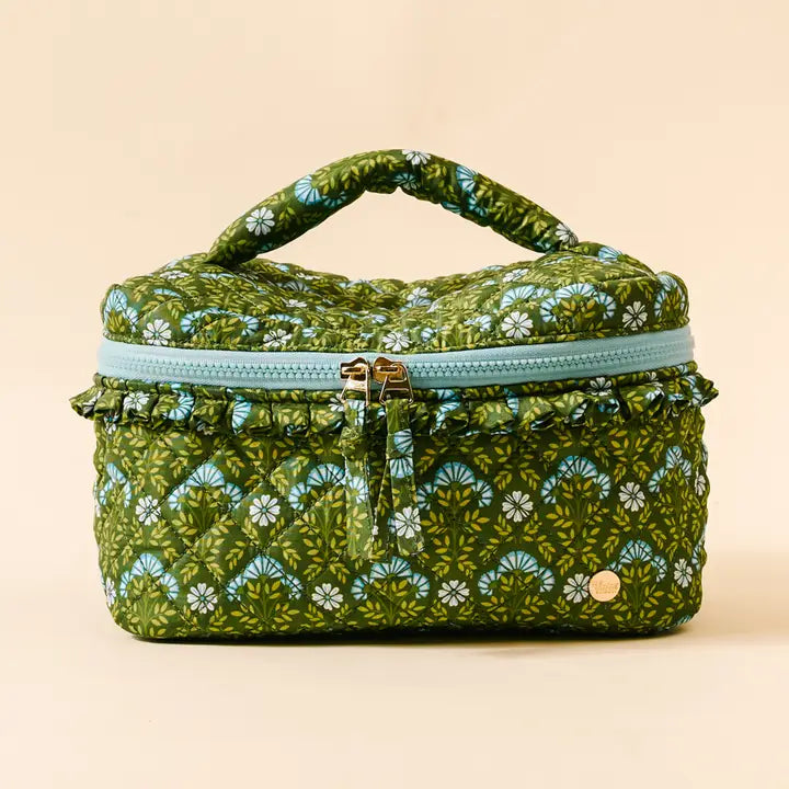 Everbloom Forest Green Glam & Go Quilted Cosmetic Bag