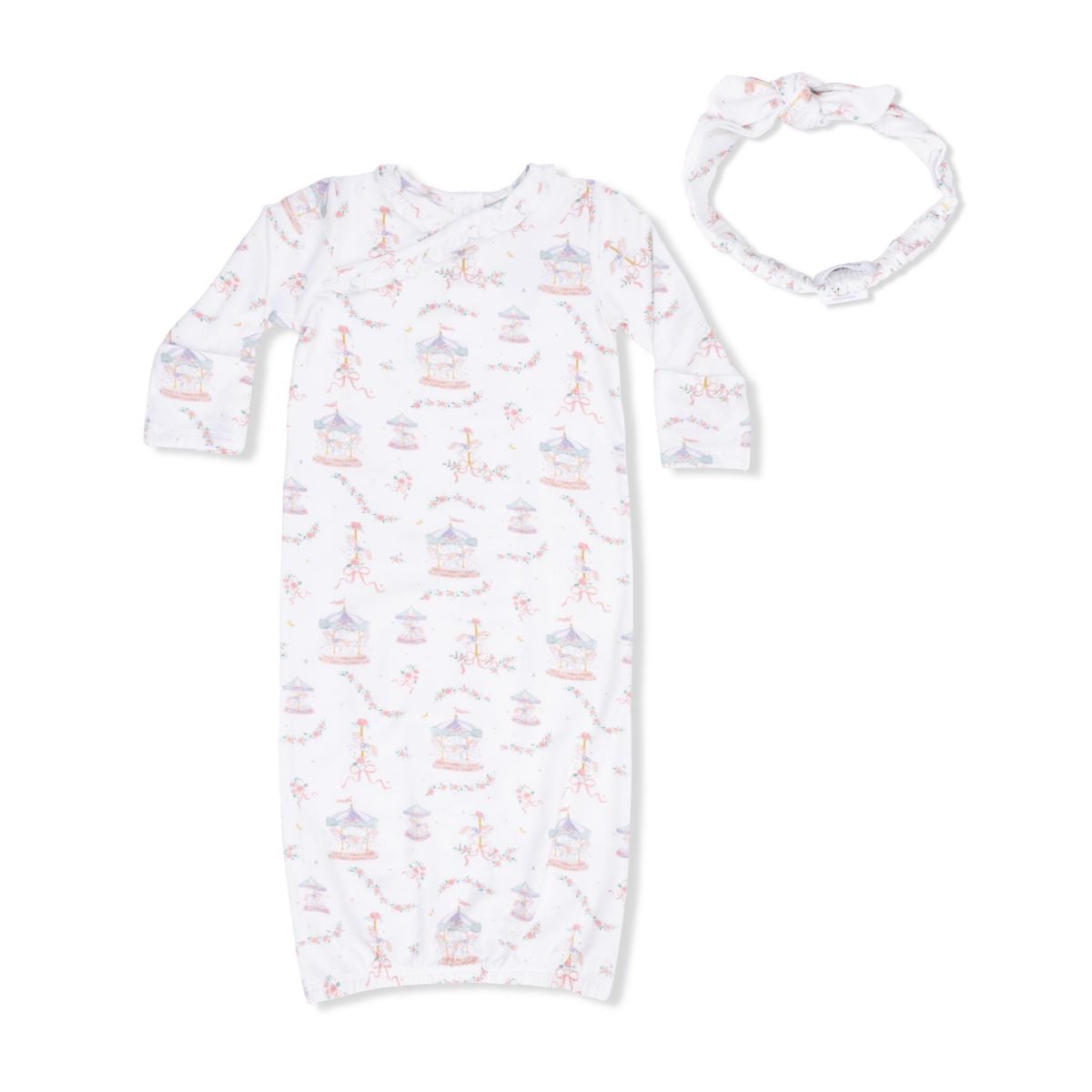 Carousel With Bows - Kimono Gown & Knot Headband