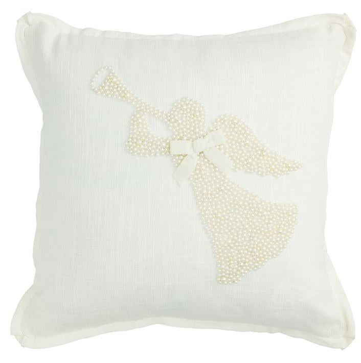 Angel White Christmas Pearl Pillow