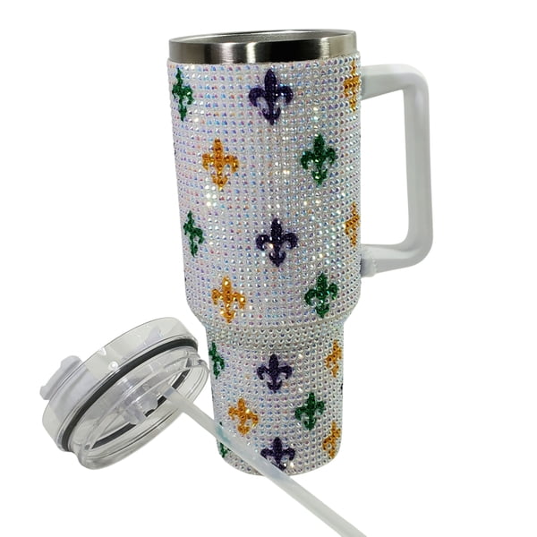 Beaded Tumbler with Fleur de Lis