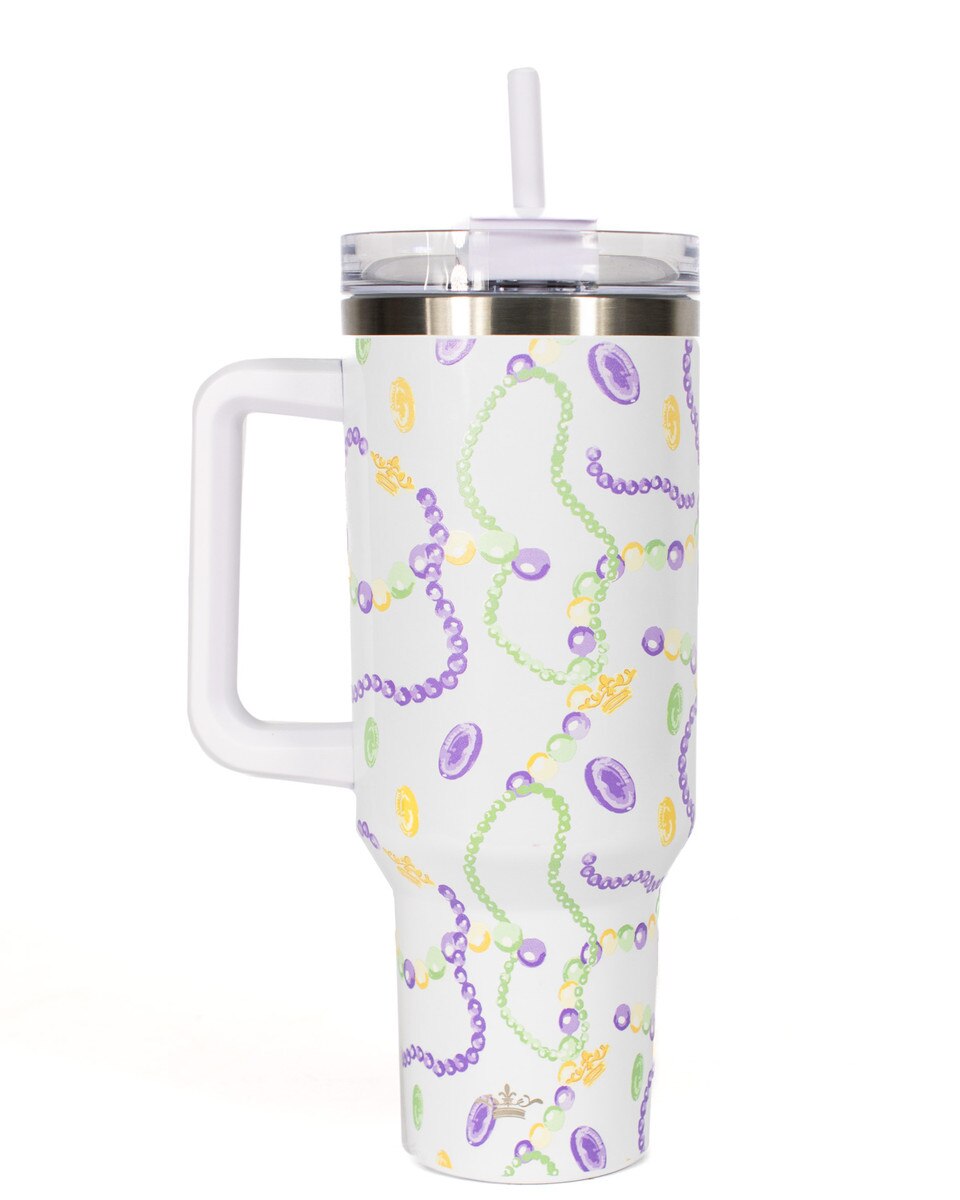 Mardi Gras Bead Tumbler