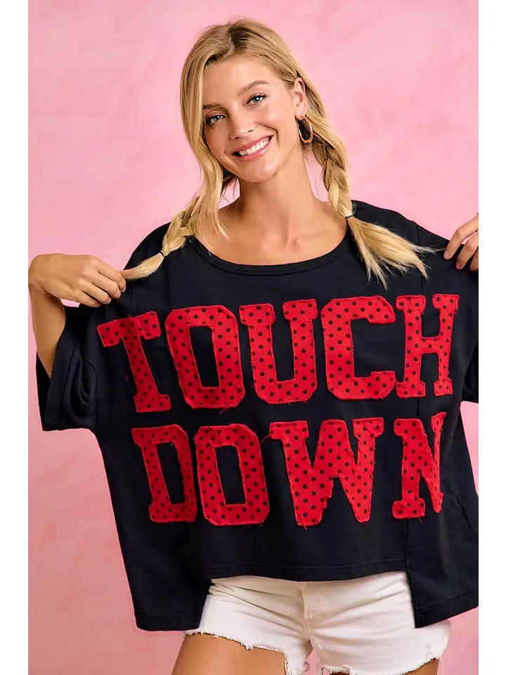 Touch Down Polka Dot Top - Black & Red