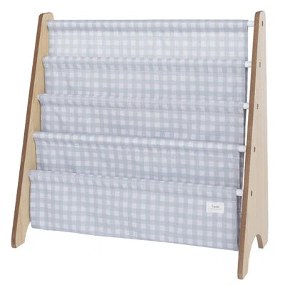3 Sprouts Blue Gingham Book Rack
