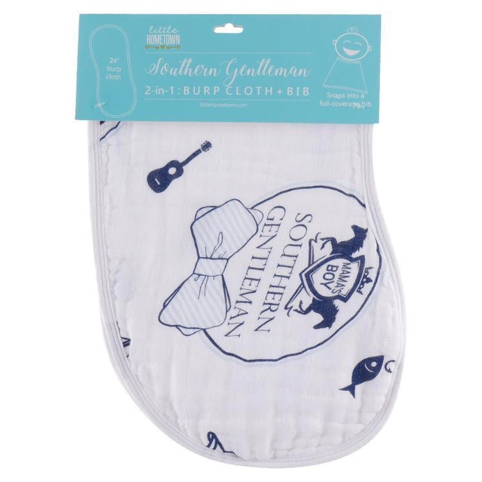 Southern Gentleman Newborn Muslin Burp Cloth & Bib